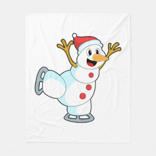 Couverture Polaire Snowman au patinage sur glace avec patins sur glac