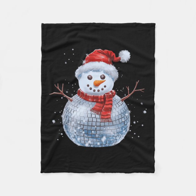 Couverture Polaire Snowman Christmas Retro Santa Hat Disco Ball Match (Devant)