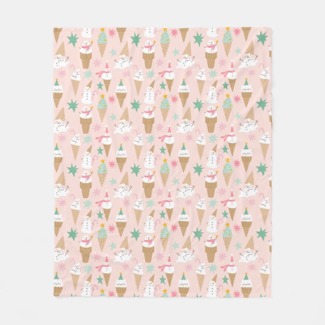 Couverture Polaire Snowman Crème glacée cônes Noël Motif (Devant)