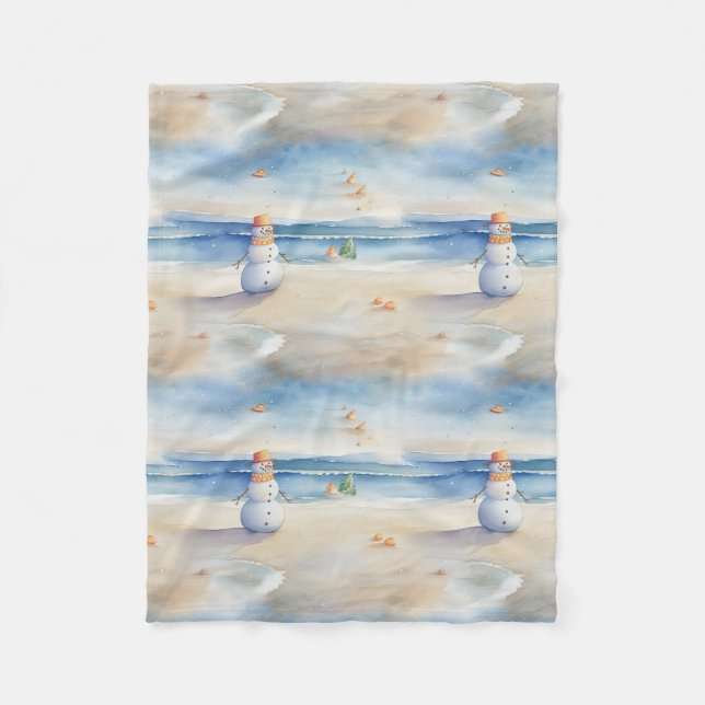 Couverture Polaire Snowman de plage (Devant)