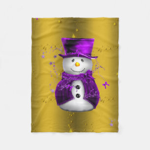 Couverture Polaire Snowman violet à Noël d'or