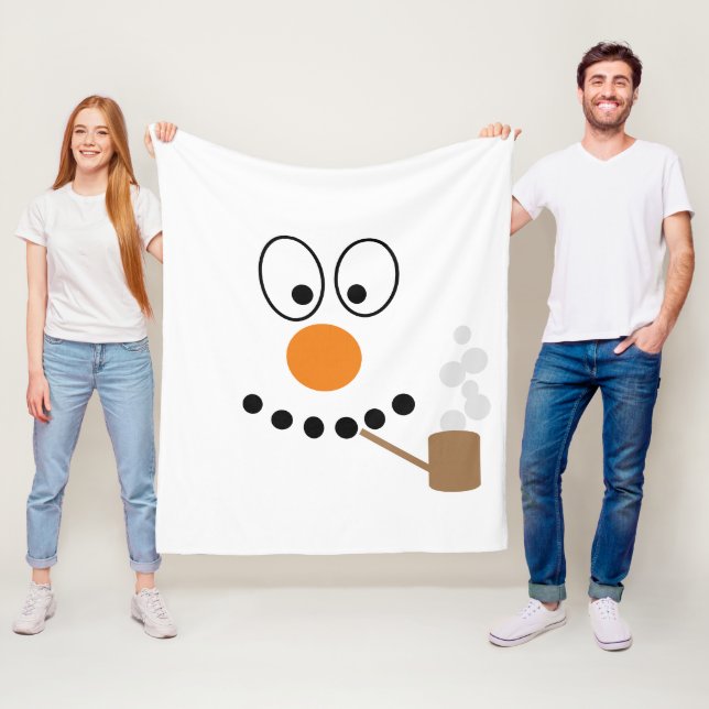 Couverture Polaire Snowman Visage Cartoon Noël Drôle (En situation)