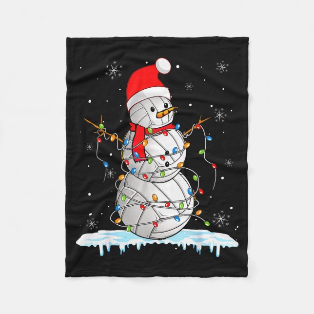 Couverture Polaire Snowmies Santa Lights Christmas Snowman Volleyball (Devant)