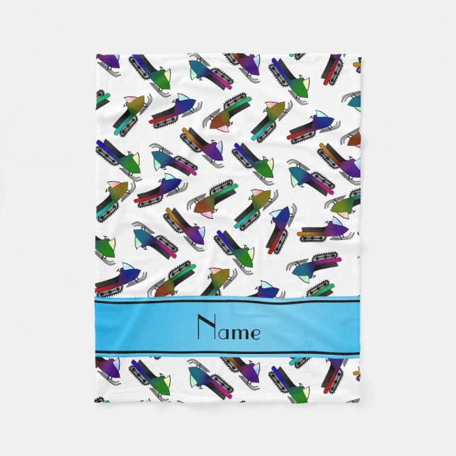 Couverture Polaire Snowmobiles nommés personnalisés de blanc (Devant)