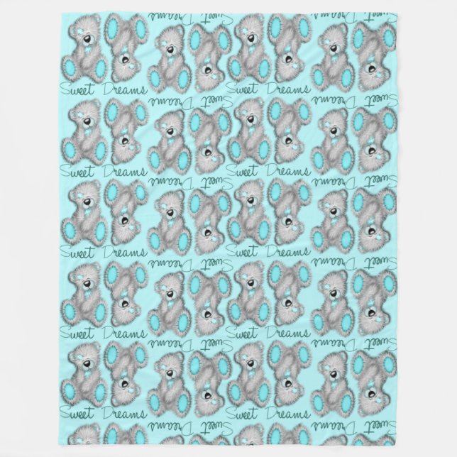 Couverture Polaire Snuggle Sweet Dreams Teddy-cyan (Devant)