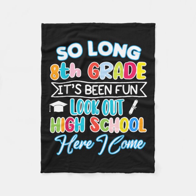 Couverture Polaire So Long 8e année Bonjour Lycée Graduation Fun (Devant)