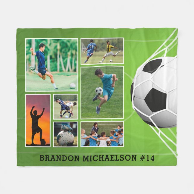 Couverture Polaire Soccer 7 Photo Collage Personnalisé (Devant (Horizontal))