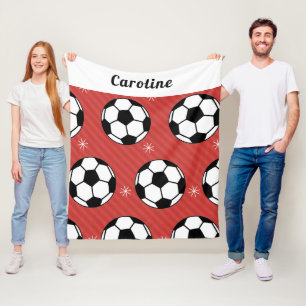 Couverture Polaire Soccer Ball Neige Rouge Festif Vibrant Personnalis