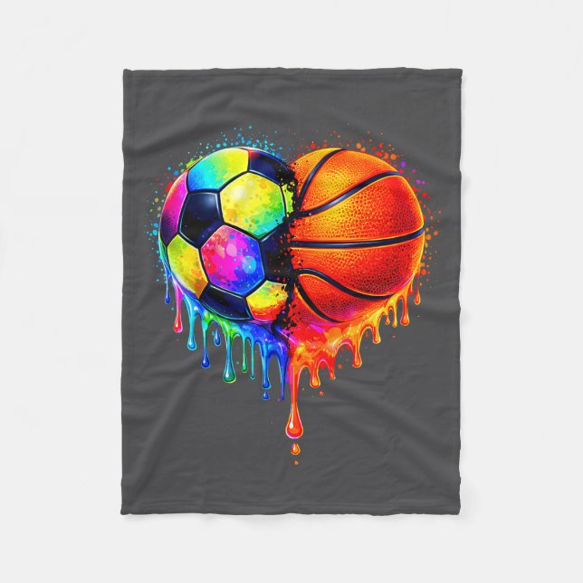 Couverture Polaire Soccer Basketball Drip Heart Srts Valentines Day M (Devant)