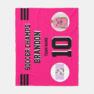 Couverture Polaire soccer Fleece Blanket photos fuchia personnalisées
