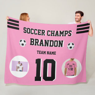 Couverture Polaire soccer Fleece Blanket photos roses personnalisées 