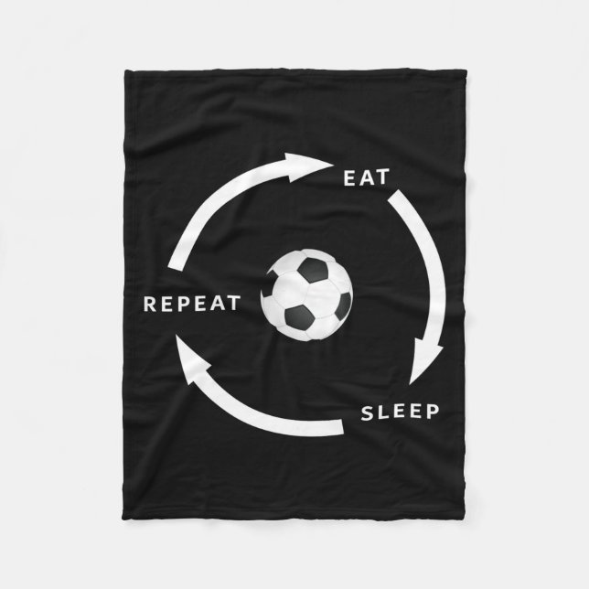 Couverture Polaire Soccer Football Eat Sleep Repeat Sports Fan Saying (Devant)