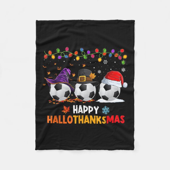 Couverture Polaire Soccer Halloween Thanksgiving Xmas Happy Hallothan (Devant)