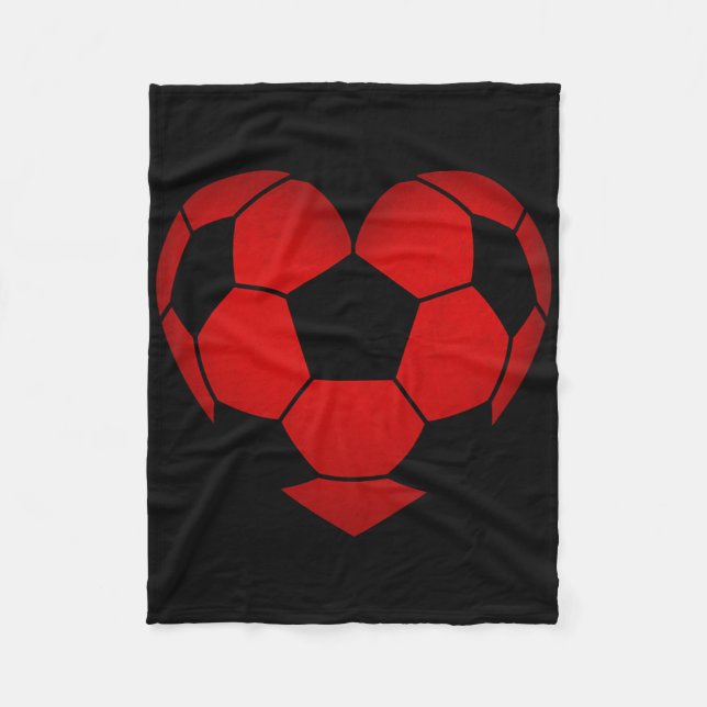 Couverture Polaire Soccer Heart Valentine's Day For Boys Girls Kids  (Devant)