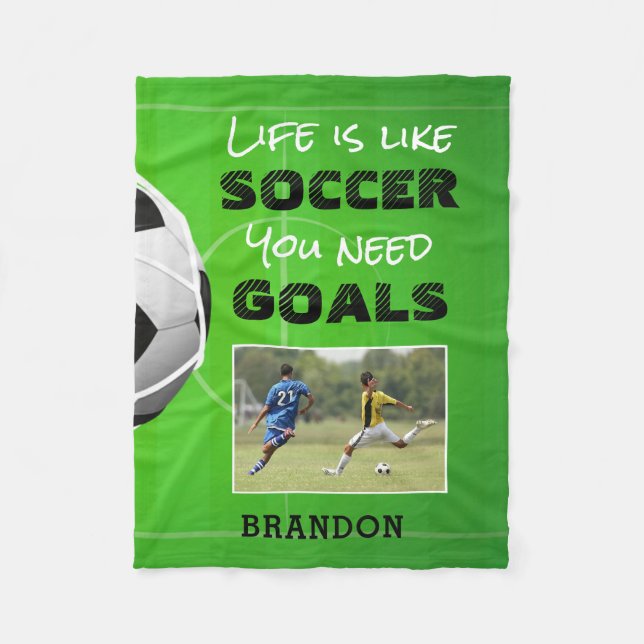 Couverture Polaire Soccer Inspirational Citation Photo Personnalisée (Devant)