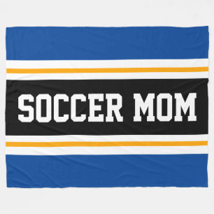 Couverture Polaire SOCCER MOM Bleu noir blanc jaune rayures de course