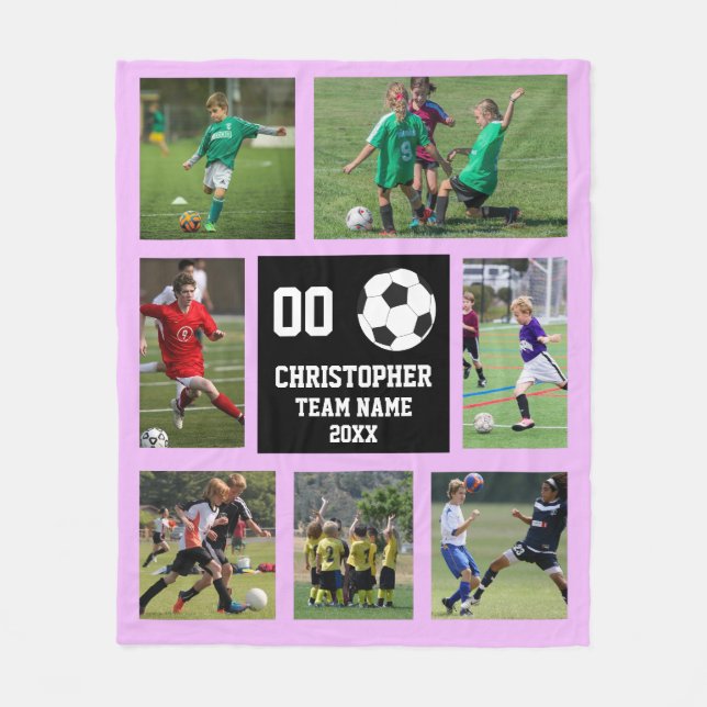 Couverture Polaire Soccer photo collage violet (Devant)