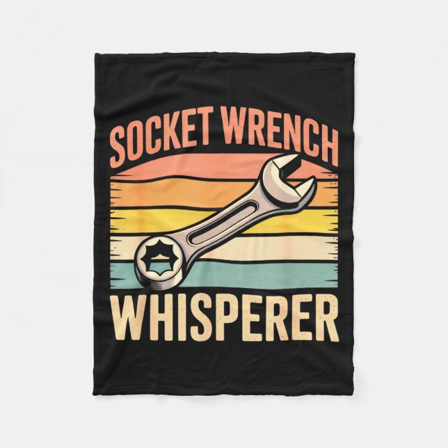 Couverture Polaire Socket Wrench Whisperer Retro Mechanic Crew Auto T (Devant)