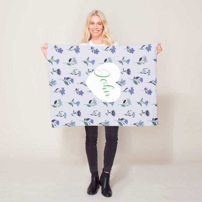 Couverture Polaire Soft Blue Purple Pink Floral Pattern Baby Blanket  (En situation)
