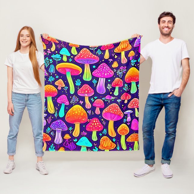 Couverture Polaire Soft Neon : Patch pour champignon de dessin (En situation)