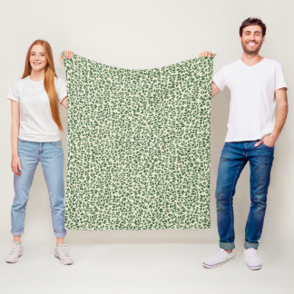 Couverture Polaire Soft Sage Green Botanical Leaf Foliage Pattern