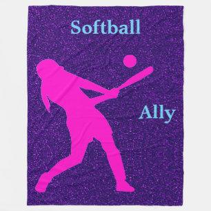 Couverture Polaire Softball Girls Purple Sparkle Fleece Blanket