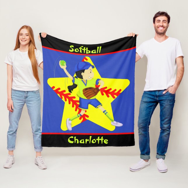 Couverture Polaire Softball Girls Star Pitcher Personnalisé (En situation)
