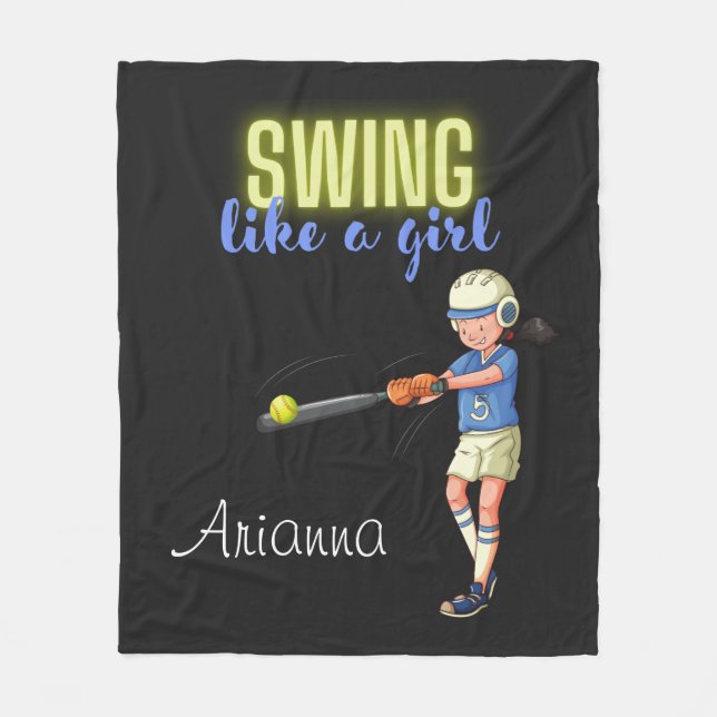 Couverture Polaire Softball Swing Like A Girl     (Devant)