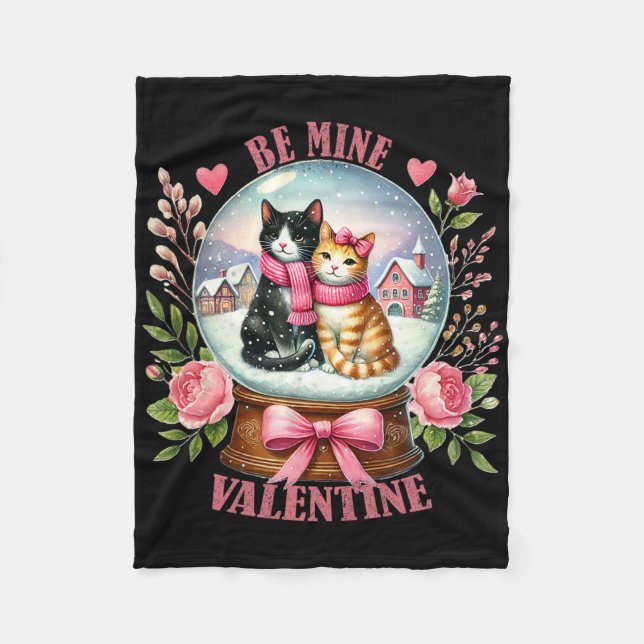 Couverture Polaire Sois Mienne Saint-Valentin Chat Mignon Boule à Nei (Devant)