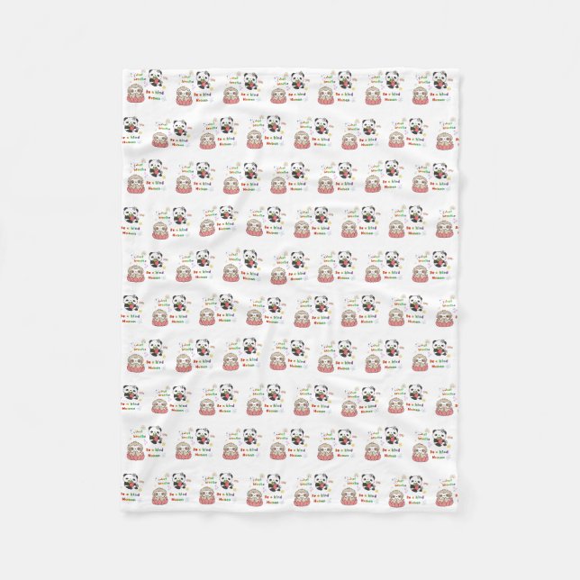 Couverture Polaire Sois un humain gentil motif de créature mignonne (Devant)