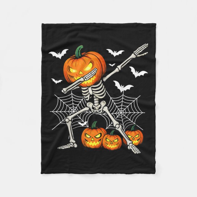 Couverture Polaire Soky Dabbing Pumpkin Head Skeleton Halloween Skele (Devant)