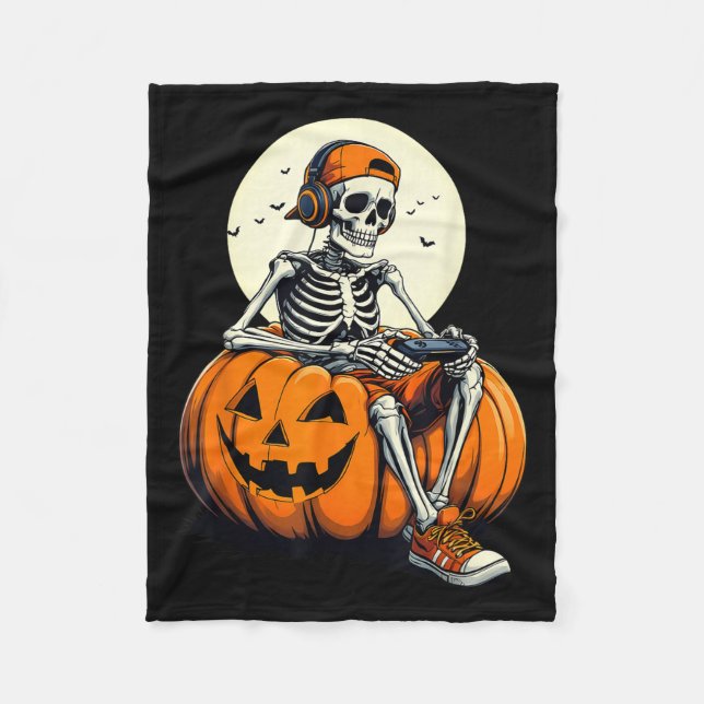 Couverture Polaire Soky Pumpkin &amp; Skeleton Gamer Tee _ Boys &amp; (Devant)
