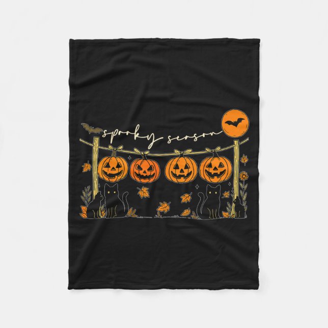 Couverture Polaire Soky Season Retro Halloween Black Cat Pumpkin Fall (Devant)