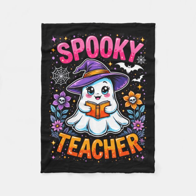 Couverture Polaire Soky Teacher Cute Ghost Reading Book Funny Hallo  (Devant)
