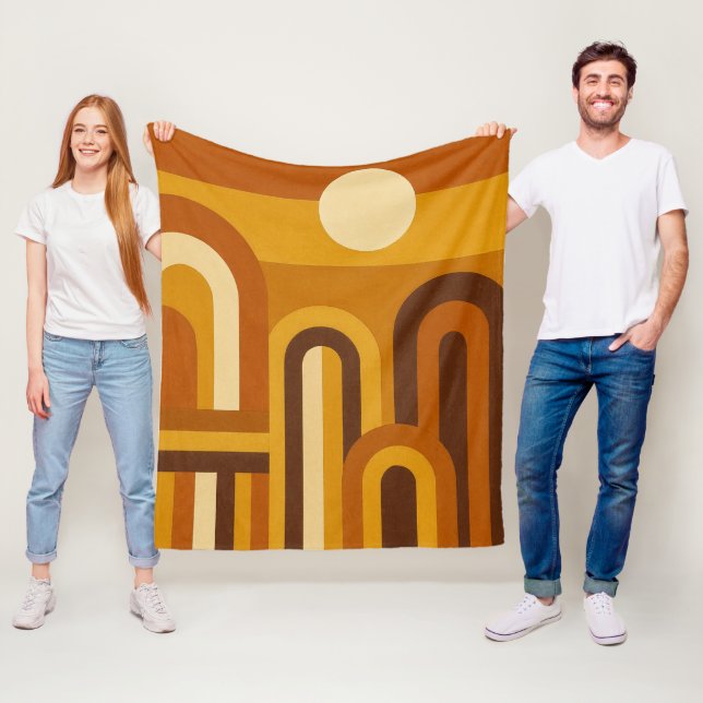 Couverture Polaire Soleil & Arches Design Géométrique Moderne du Mili (En situation)
