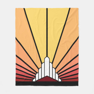 Couverture Polaire Soleil Art déco à l'aube Fleece Blanket