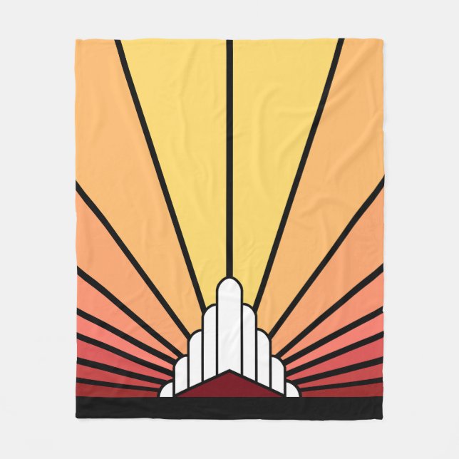 Couverture Polaire Soleil Art déco à l'aube Fleece Blanket (Devant)