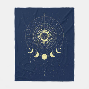 Couverture Polaire Soleil Céleste Phases de Lune Zodiaque
