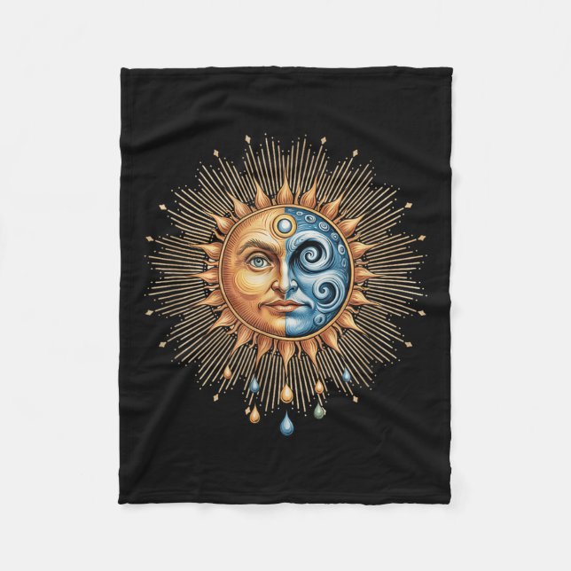 Couverture Polaire Soleil Et Lune Céleste Boho Mystique Hipe 90  (Devant)