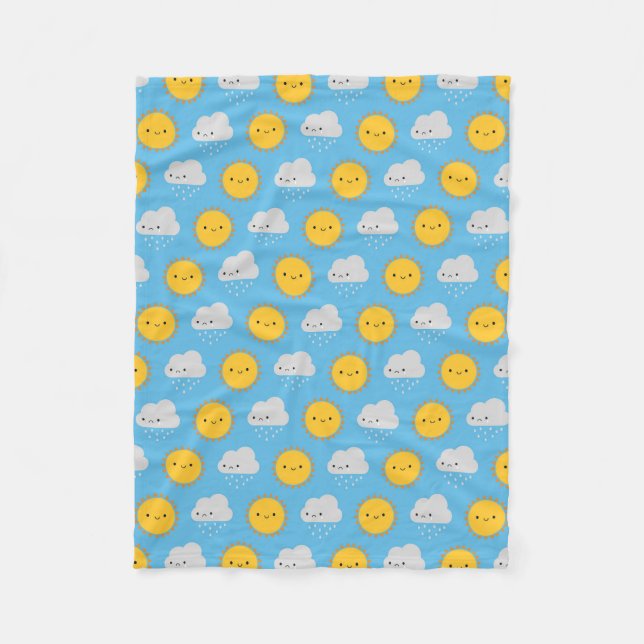 Couverture Polaire Soleil et pluie mignons (Devant)