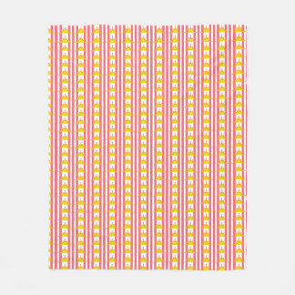 Couverture Polaire Soleil jaune orange sur bandes roses