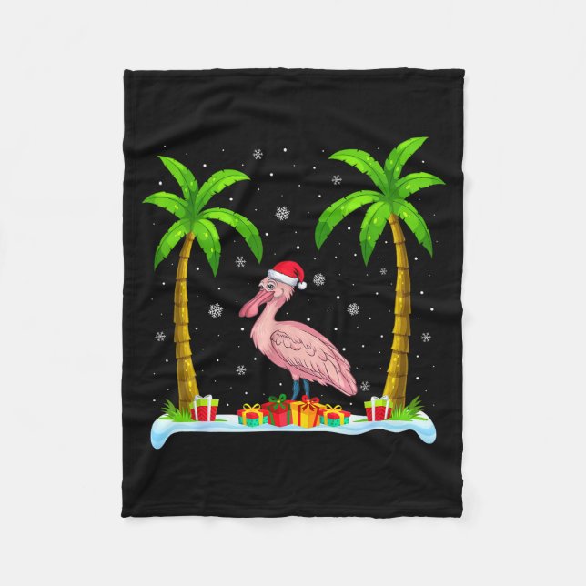 Couverture Polaire Sonbill Santa Hat Palm Tree Beach Xmas Pajama  (Devant)
