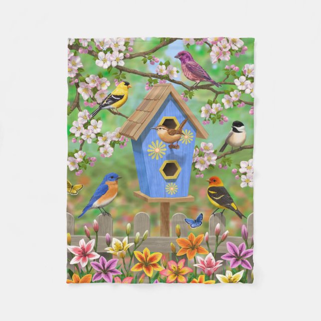 Couverture Polaire Songbirds Lily Garden Birdhouse (Devant)
