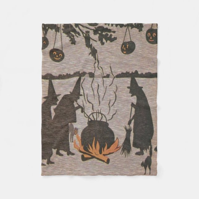 Couverture Polaire Sorcière Chaudron Citrouille de Jack Chouette (Devant)
