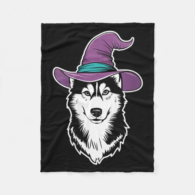 Couverture Polaire Sorcière de chien Husky femmes Halloween 1 (Devant)