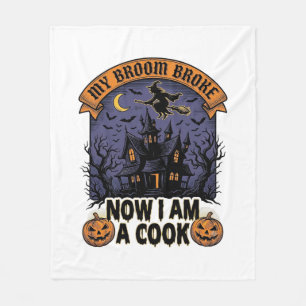 Couverture Polaire Sorcière de Halloween Cuisine Pun_1 balai cassé