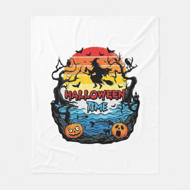 Couverture Polaire Sorcière de la période d'Halloween Citrouilles Cha (Devant)