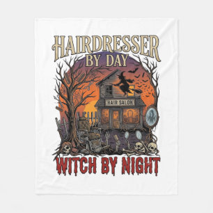 Couverture Polaire Sorcière de Nuit de Coiffeur Halloween Salon Crâne