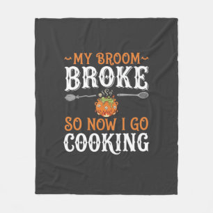 Couverture Polaire Sorcière d'Halloween Cuisine Balai Cassé Design_1