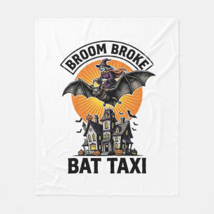 Couverture Polaire Sorcière drôle Halloween Balai Cassé Chauve-souris